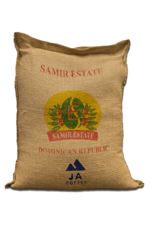 Sac de 60 kg de grains de café vert de la République dominicaine provenant de la ferme Samir Estate, lavés - Vente en gros.